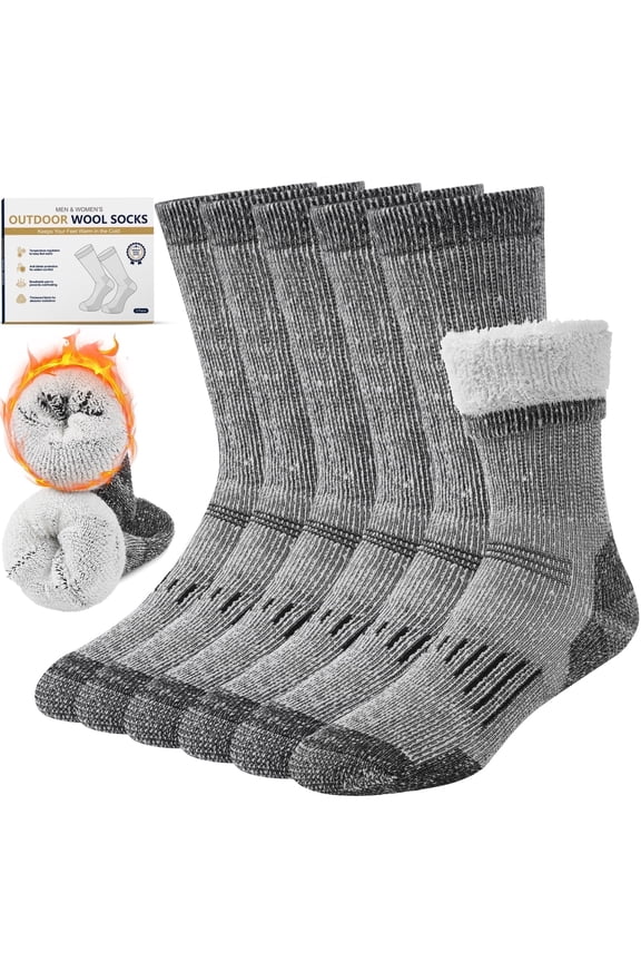 FREEYOKA Wool Socks for Men and Women Thermal Crew Winter Hiking Warm Boot Socks For Work With Cushioned Sole 3 Pairs