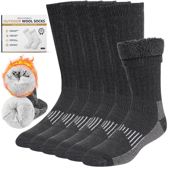 FREEYOKA Wool Socks for Men and Women Thermal Crew Winter Hiking Warm Boot Socks For Work With Cushioned Sole 3 Pairs