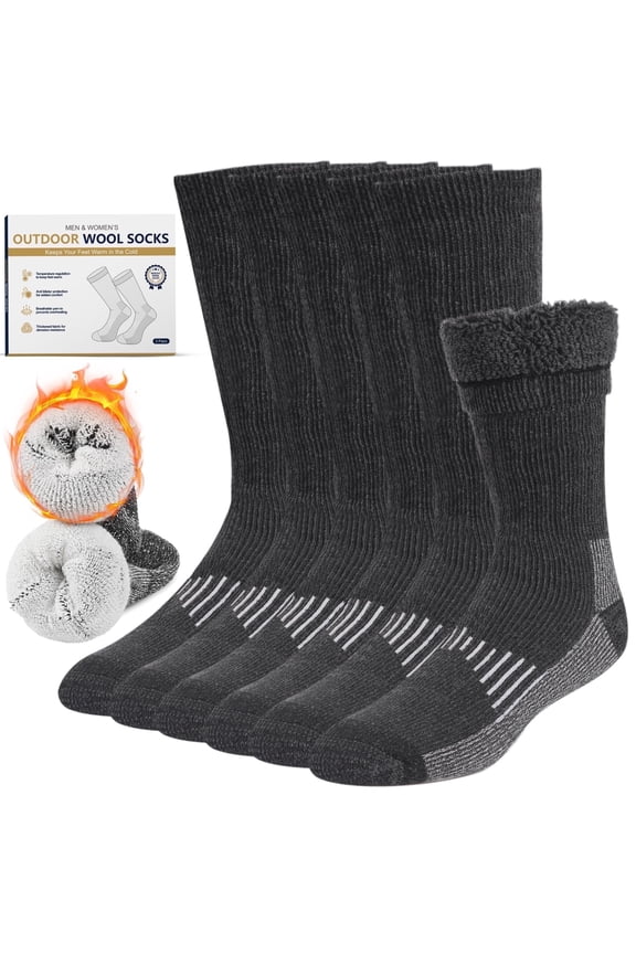 FREEYOKA Wool Socks for Men and Women Thermal Crew Winter Hiking Warm Boot Socks For Work With Cushioned Sole 3 Pairs