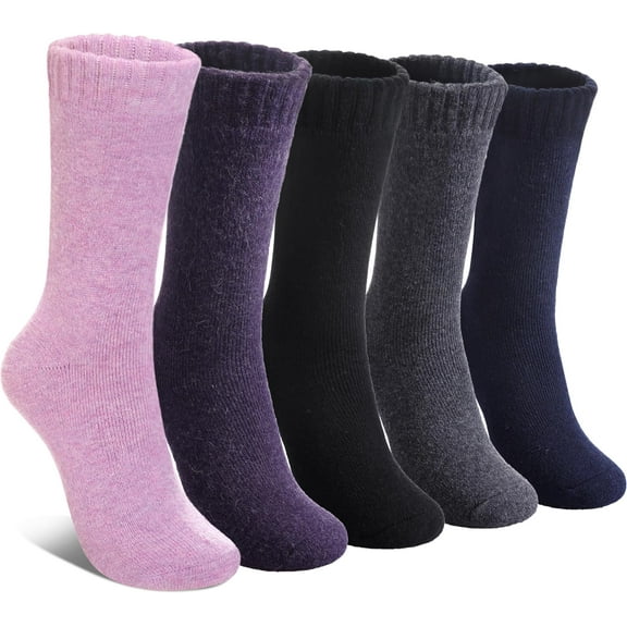 Wool Socks for Women Winter Warm Hiking Thick Warm Cozy Boot Crew Gift Socks 5 Pairs
