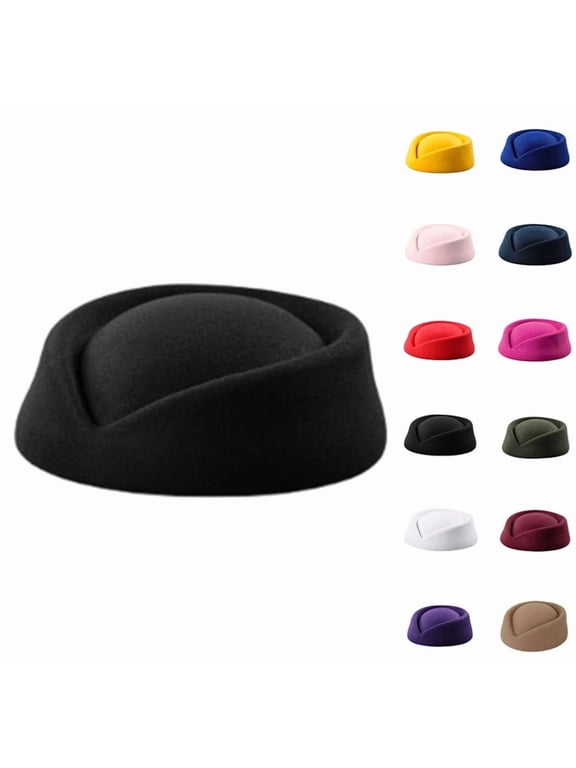 Wool Stewardess Air Hostesses Pillbox Hat Millinery Teardrop Fascinator Base Black One Size