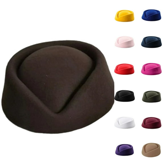 Wool Stewardess Air Hostesses Pillbox Hat Millinery Teardrop Fascinator Base Coffee One Size