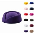 thumbnail image 1 of Wool Stewardess Air Hostesses Pillbox Hat Millinery Teardrop Fascinator Base Purple One Size, 1 of 4