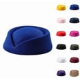 thumbnail image 1 of Wool Stewardess Air Hostesses Pillbox Hat Millinery Teardrop Fascinator Base Royal Blue One Size, 1 of 4