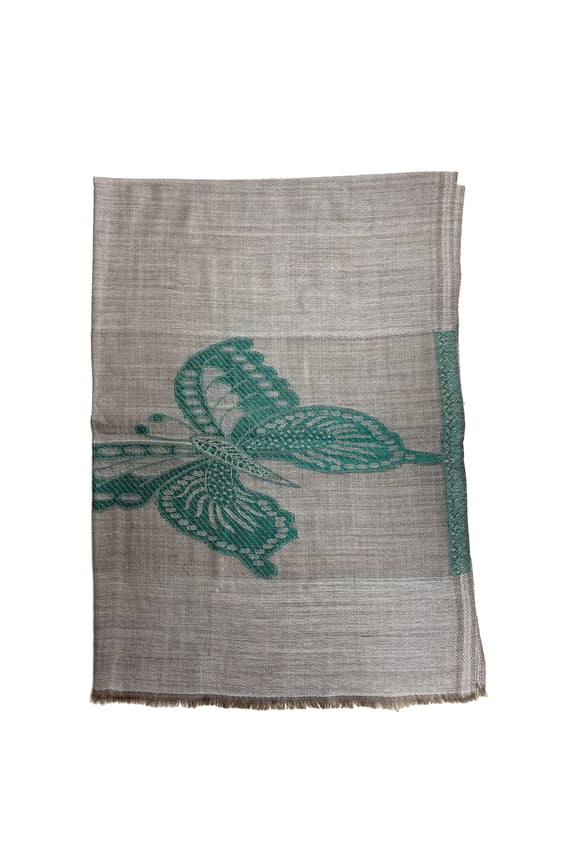 Wool Stole With Butterflies Embroidered For Women. Soft Fun Casual Perfect For Social Events