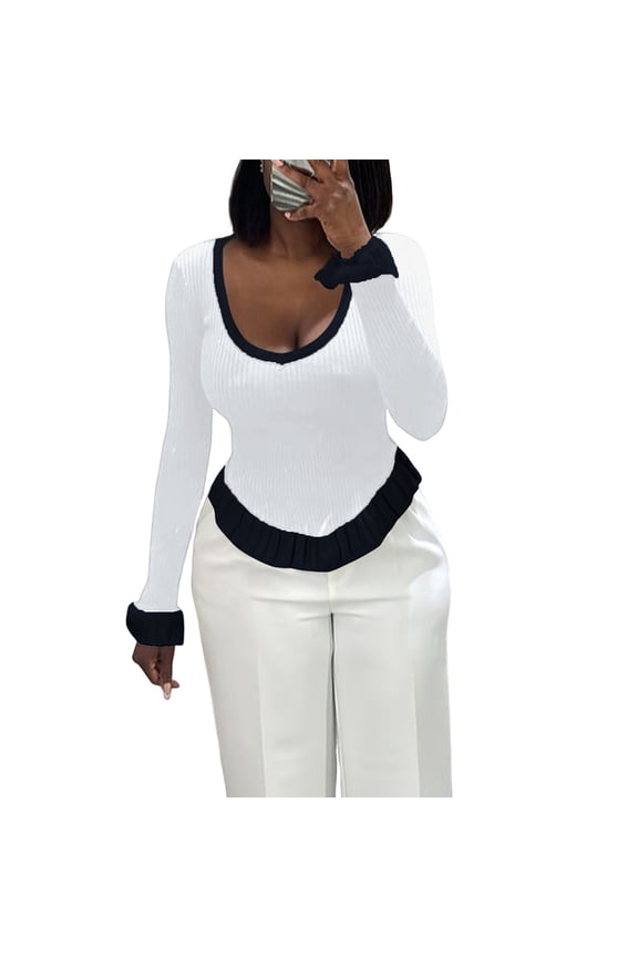 Wool Sweater for Women with Bateau Neckline White One size