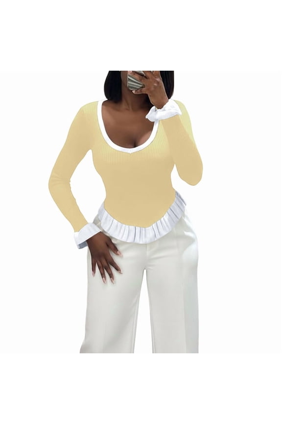 Wool Sweater for Women with Bateau Neckline Yellow One size