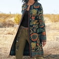 thumbnail image 1 of Wool Trench Coat Women,Vintage Print Womens Lapel Peacoat Winter Double-Breasted Outerwear Mid Long Jacket Casual Trench Coat, 1 of 9