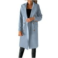 thumbnail image 1 of Wool Trench Coat for Women Trendy Winter Overcoat Double Breasted Notched Collar Pea Coat Warm Jackets (2XL, Light Blue), 1 of 7