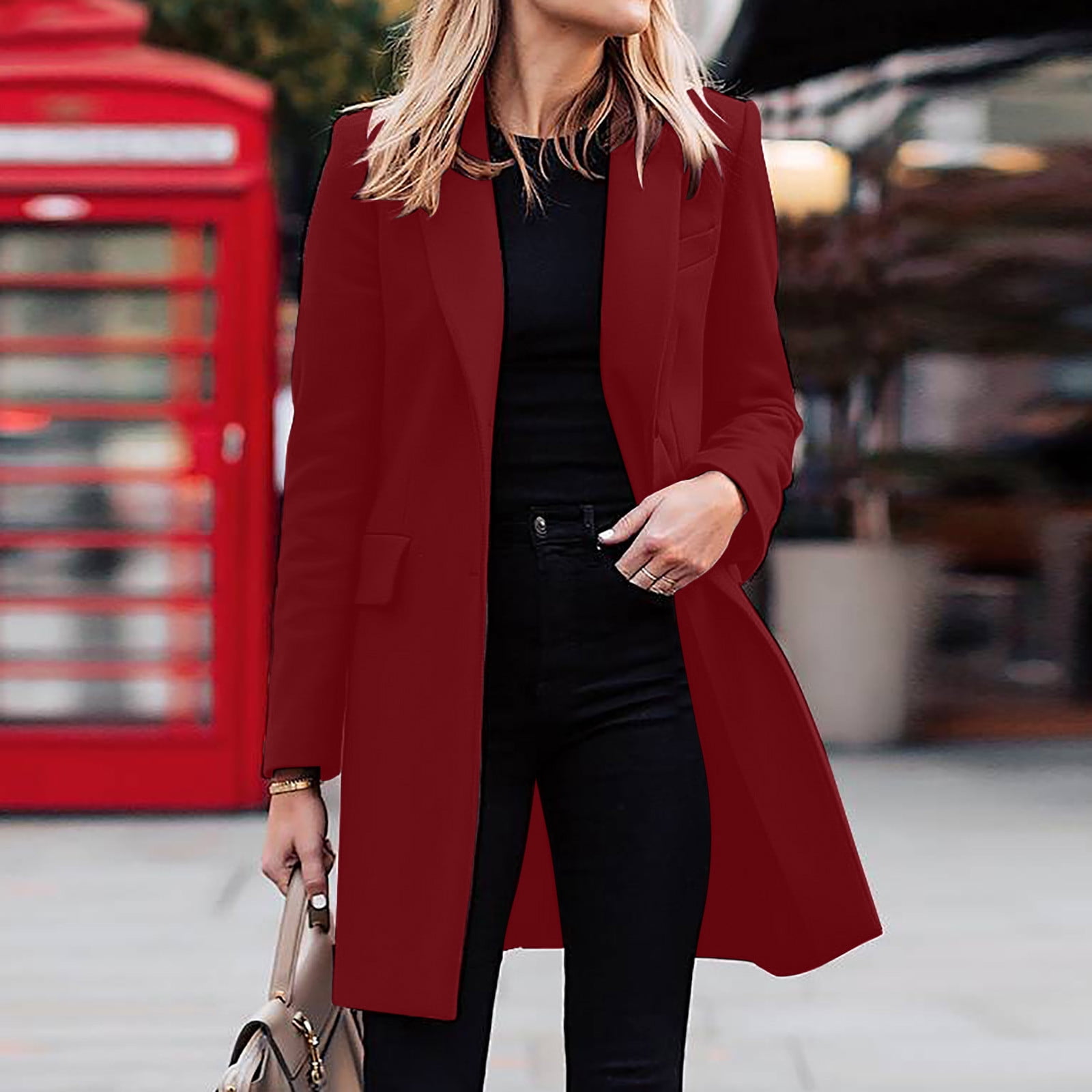 Wool Trench Coats for Women Winter Fall Fashion Notch Collar