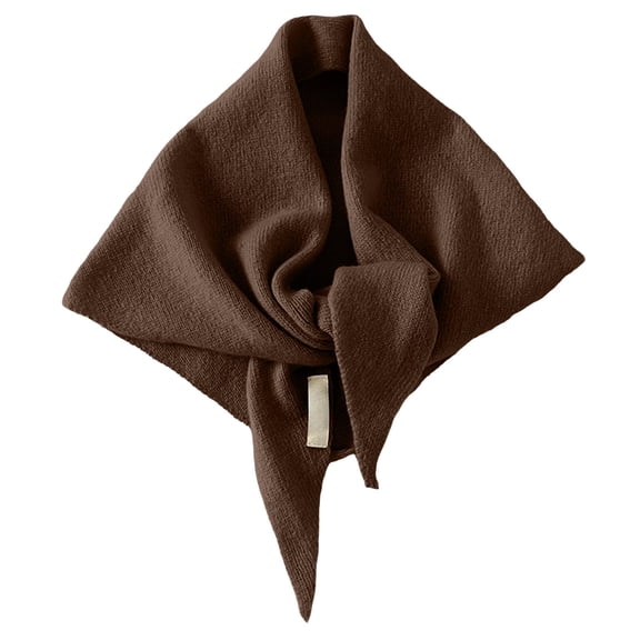 Wool Triangular Scarf, Knitted Scarf, Small Shawl, Women'S Autumn And Winter Simple Neck Protection And Warmth, Brown