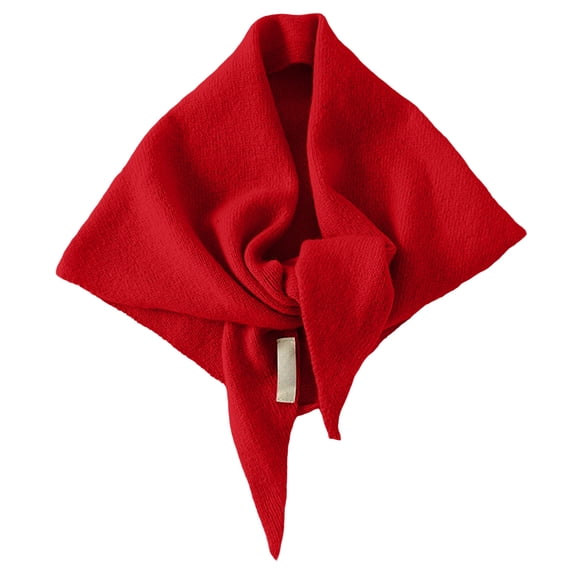 Wool Triangular Scarf, Knitted Scarf, Small Shawl, Women'S Autumn And Winter Simple Neck Protection And Warmth, Red