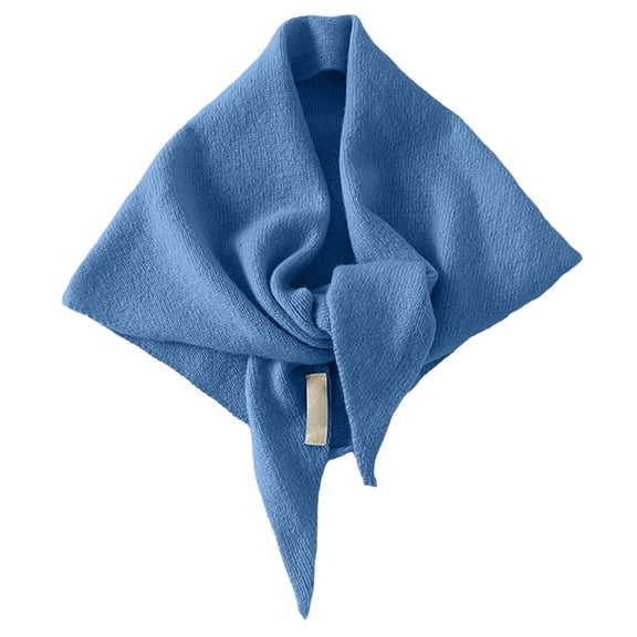 Wool Triangular Scarf, Knitted Shawl, Small Shawl For Women, Autumn And Winter, Simple, Neck Protection, Warm, Light Blue.