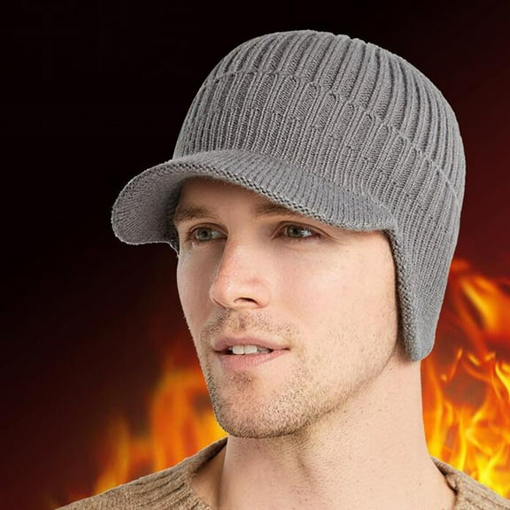 Wool Winter Baseball Cap with Warmer Earflap for Men ＆ Women Outdoor Ski Visor Beanie Hat
