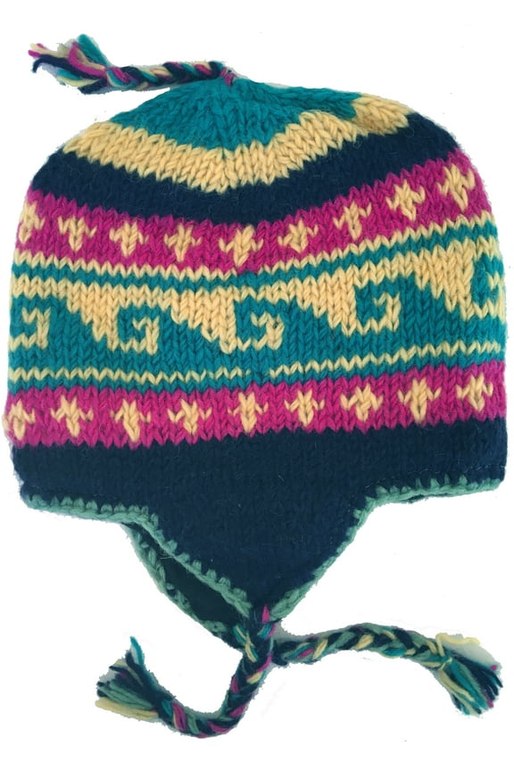 Wool Winter Chullo Beanie Fleece Lined Toque Cap Ear Flaps Nepal Sherpa Hat