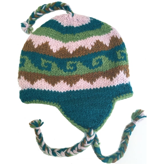 Wool Winter Chullo Beanie Fleece Lined Toque Cap Ear Flaps Nepal Sherpa Hat