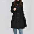 thumbnail image 1 of Wool Winter Coats for Women Plus Size M-5X Trendy Turtleneck Button-Down Knitted Long Sleeve Peacoats Ladies Casual Solid Warm Outerwear, 1 of 6