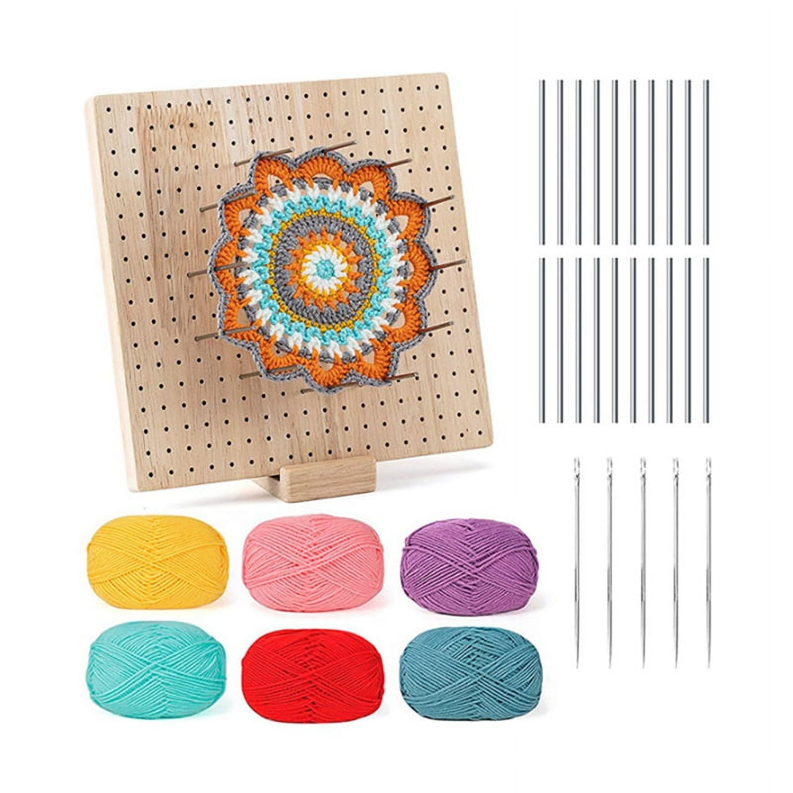 Crochet Blocking Board with Pins,9.25 Inch Granny Square Blocking Board for  Knitting Yarn Holder Crochet Accessories Wooden Blocking Board with 20 Pcs  Pins 5pcs Needles Gifts for Mother Grandmother 