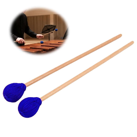 Wool Yarn Vibraphone Mallets For Keyboard Percussion, Marimba Mallets Medium Hard, Keyboard Percussion Accessories, Practice & Performance Marimba Instrument for Beginners - Blue