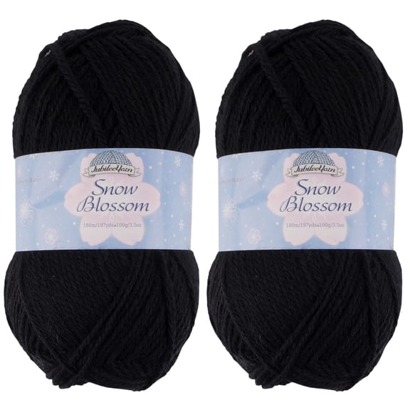 JubileeYarn Snow Blossom Yarn - DK Superwash Wool - Black - 2 Skeins