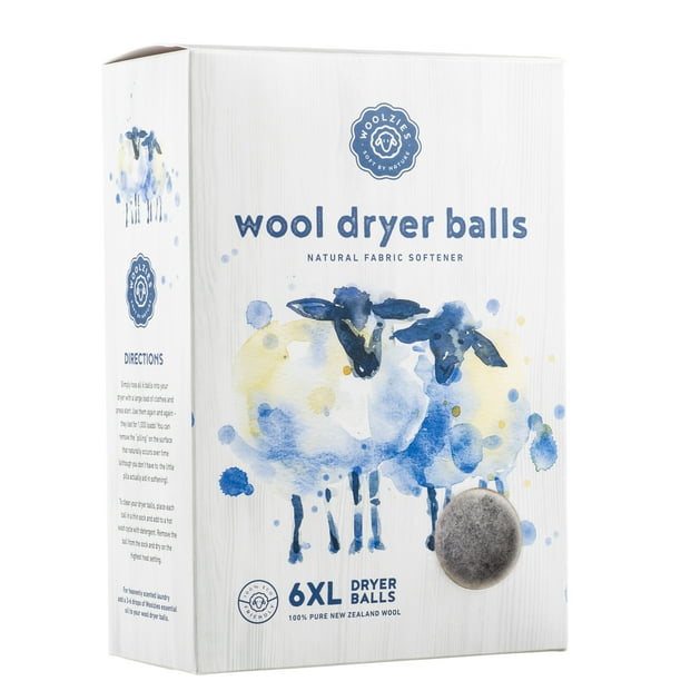 Wool dryer balls set of 6, natural fabric softener/ gray