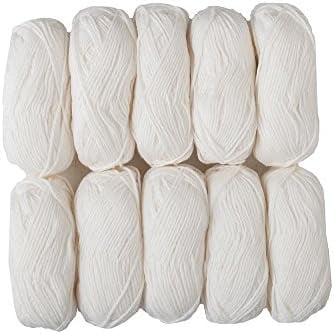 Wool of The Andes Yarn Pack - 10 Skeins of White 100% Wool Worsted Weight Yarn (White)