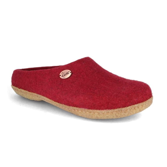 WoolFit® 'Classic' handfelted Slippers with Rubber Sole, dark red