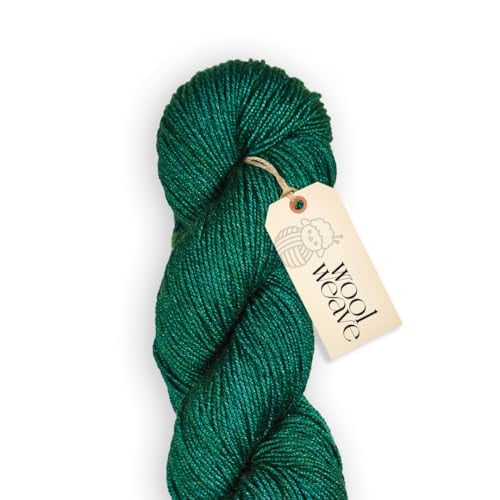 WoolWeave Merino Silk DK Yarn, 75% Merino 25% Silk, 100g/200yd, Emerald Green Skein