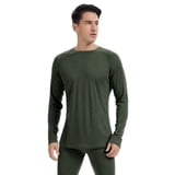 Woolcano Men's 100% Merino Wool Thermal Base Layer Top, Long Sleeve ...