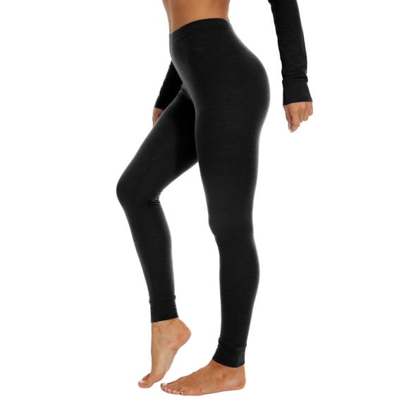 Woolcano Women's 100% Merino Wool Base Layer Pants,Thermal Bottom Underwear Leggings for Skiing, Hiking and Cold Weather