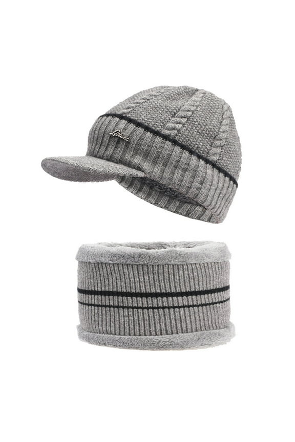 Woolen Cap Men's Plus Velvet Hat Riding Warm Hood Knit Hat Bib Suit