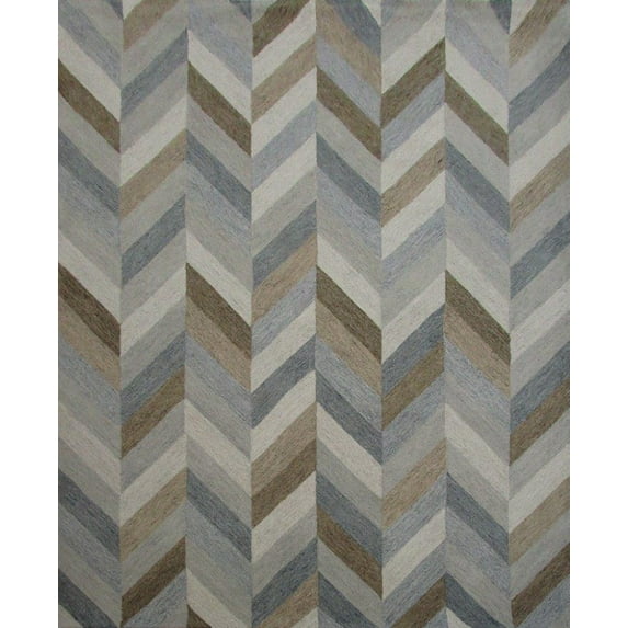 Woolen Geometric Zigzag Patterned Rug Multicolor Large