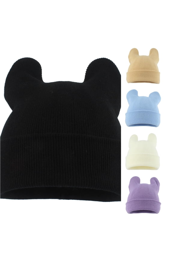Woolen Hat Women's Knitted Woolen Hat Cute Cat Ears Winter Warm Knitted Big Ears Skiing Cycling Outdoor Earmuffs Man Hat Warm Head Gear Men Cold Cap for Men Winter Hats for Men Trapper Men's