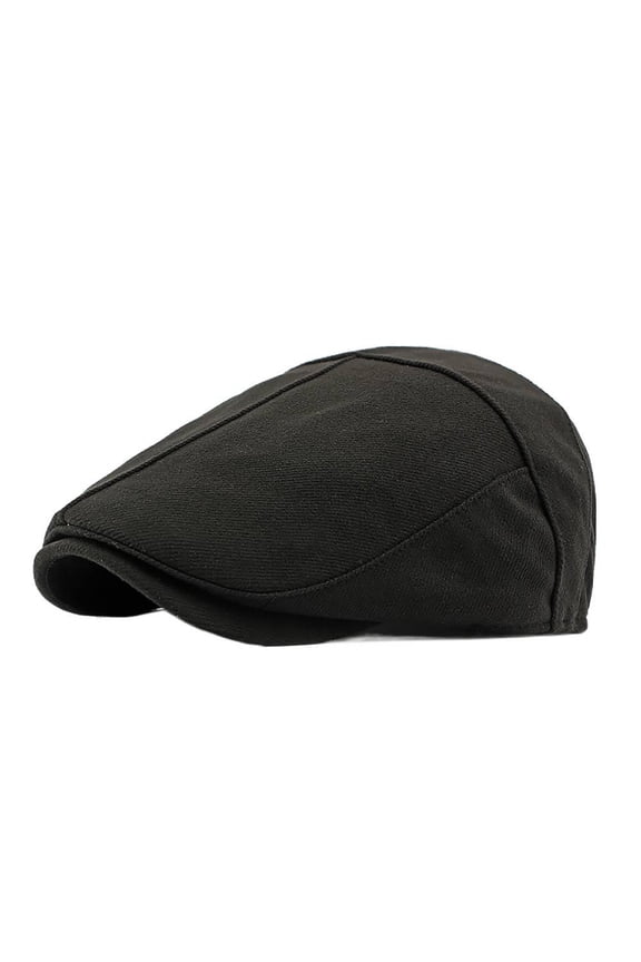 Woolen Hat for Women, Autumn and Winter, Fleece-Lined, Warm Beret, Simple Solid Color, High-End Duckbill Cap, British Style Men's Forward Cap