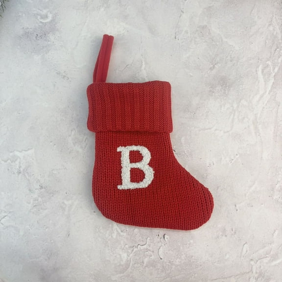 Woolen Letter Christmas Stocking Ornament, Personalized Letter Stocking for Christmas Tree, Family Name Holiday Decor, Custom Candy Stocking Ornament for Mantel Display and Front Door Akmoler