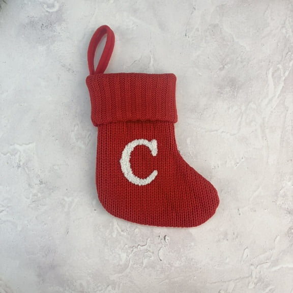 Woolen Letter Christmas Stocking Ornament, Personalized Letter Stocking for Christmas Tree, Family Name Holiday Decor, Custom Candy Stocking Ornament for Mantel Display and Front Door Akmoler