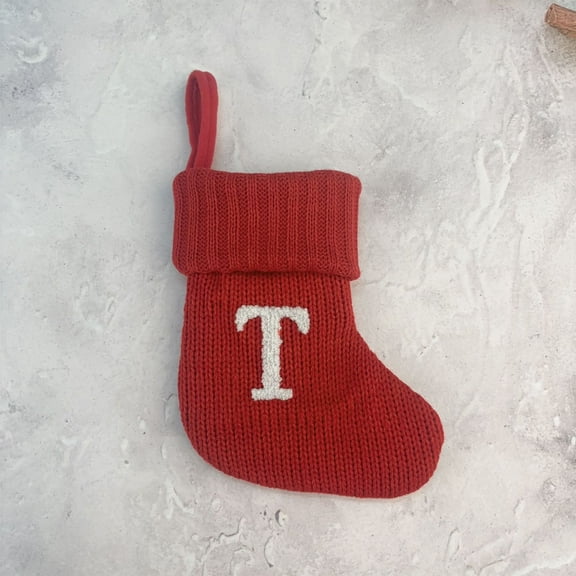 Woolen Letter Christmas Stocking Ornament, Personalized Letter Stocking for Christmas Tree, Family Name Holiday Decor, Custom Candy Stocking Ornament for Mantel Display and Front Door Akmoler