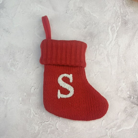 Woolen Letter Christmas Stocking Ornament, Personalized Letter Stocking for Christmas Tree, Family Name Holiday Decor, Custom Candy Stocking Ornament for Mantel Display and Front Door Akmoler