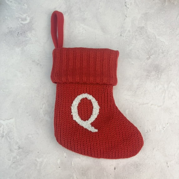 Woolen Letter Christmas Stocking Ornament - Polyester Fiber Festive Decoration for Fireplace or Tree