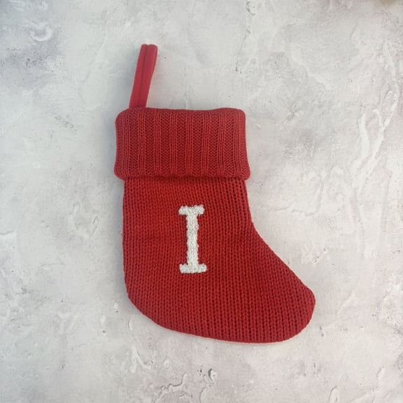 Woolen Letter Christmas Stocking Ornament - Polyester Fiber Festive Decoration for Fireplace or Tree