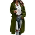 thumbnail image 1 of Woolen Long Trench Coat Women Single Breasted Notch Lapel Collar Winter Dress Coat with Pockets Loose Pea Overcoat (L, Army Green), 1 of 4
