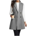 thumbnail image 1 of Woolen Long Vest Jacket for Women Sleeveless Tweed Blazer Waistcoat Fall Business Casual Jackets Cardigan Outerwear, 1 of 8