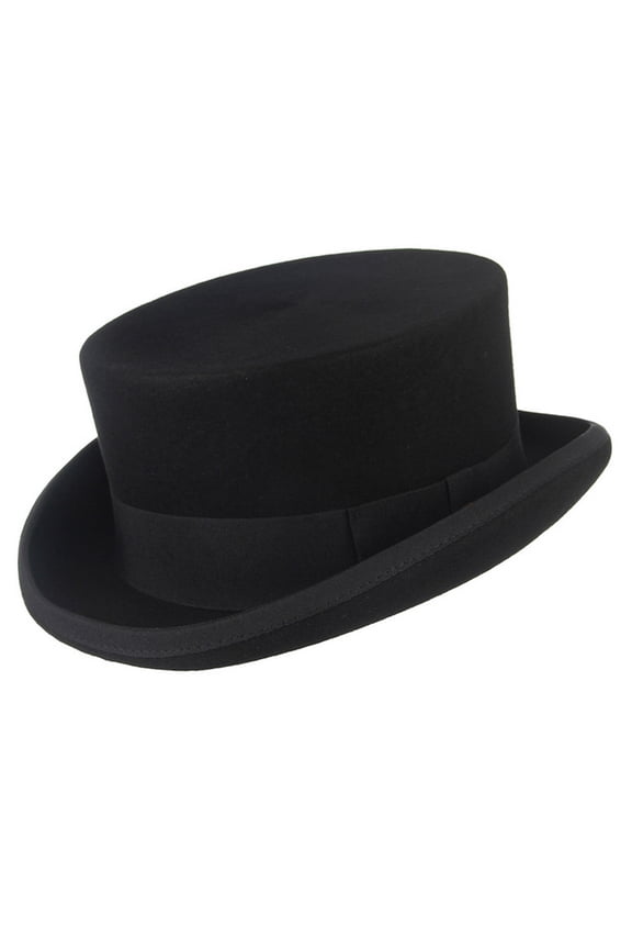 Woolen Panama Cap Flat Top Hat for Adult Round Cap Magics Show Headwear Masquerade Accessories Role Play Gentleman Hat