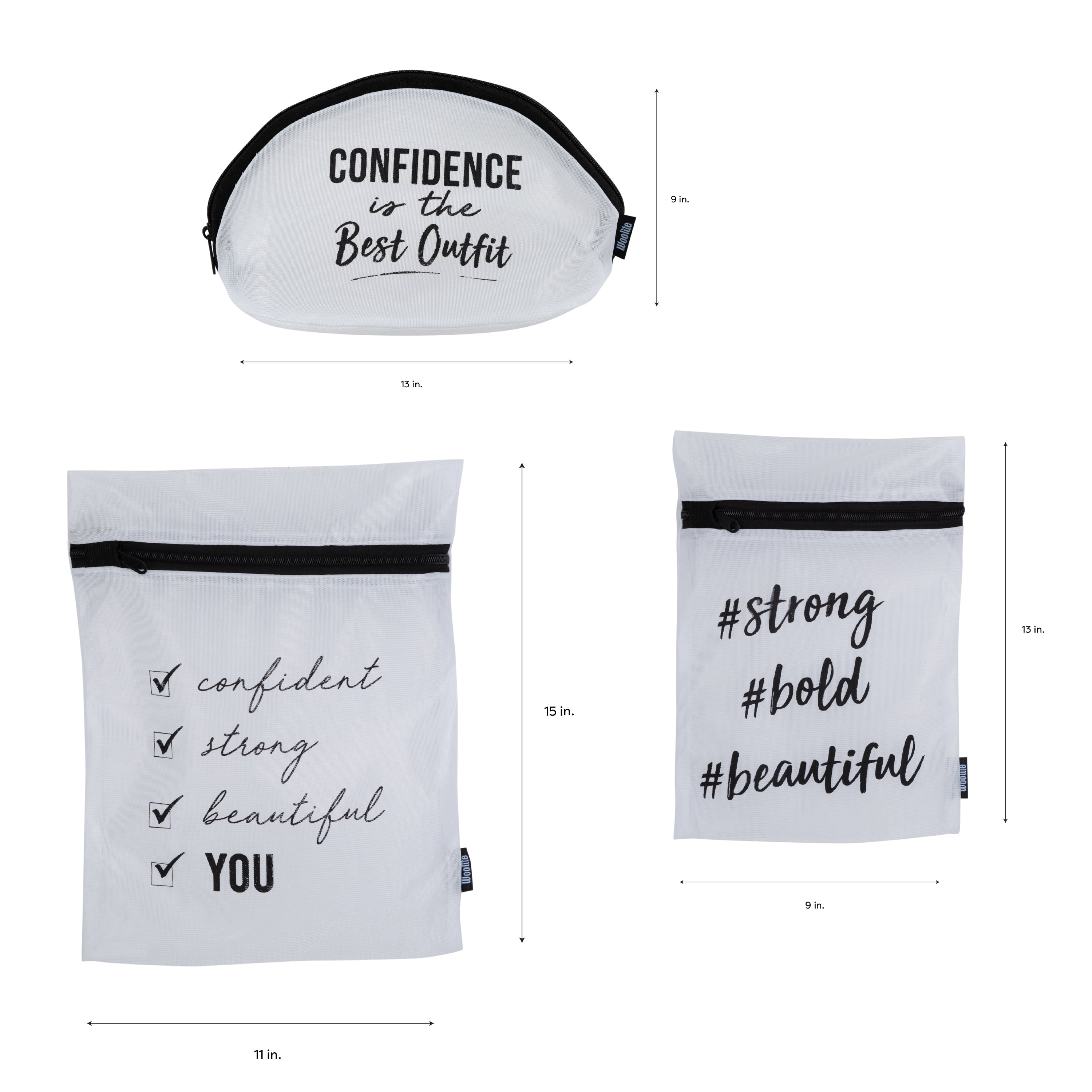 Laundry 360 3 Piece Printed Mesh Wash Bags with Bra Bag