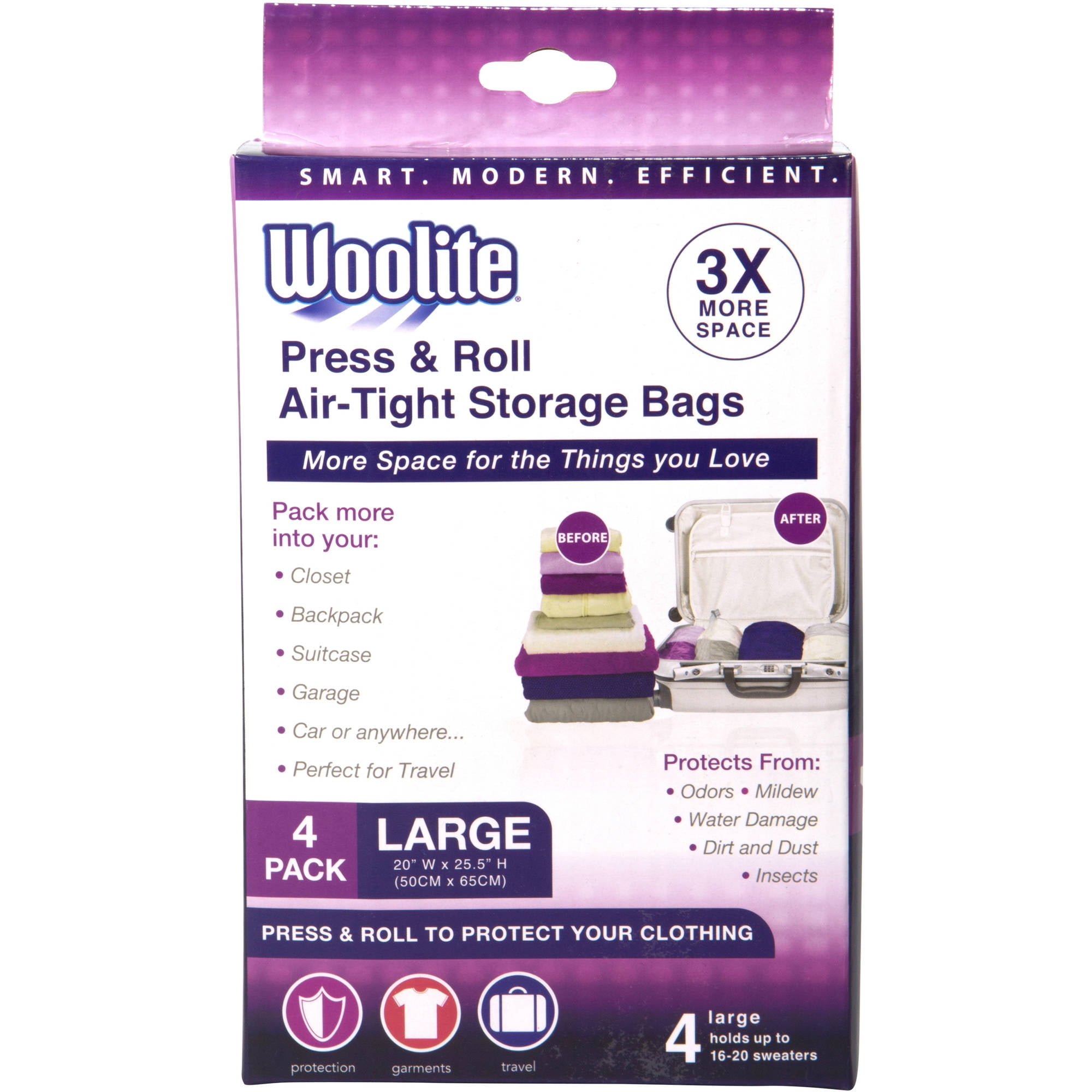 Woolite 20 x 25.5 Air Tight Hand Roll Vacuum Storage Bags 4pk