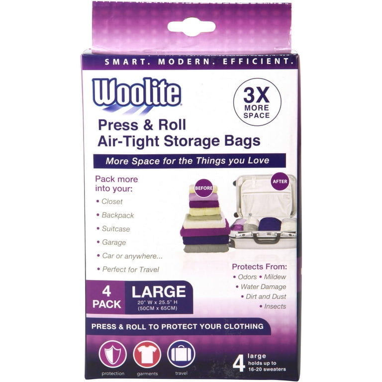 Woolite 4 Piece Air Tight Hand Roll Vacuum Storage Bags