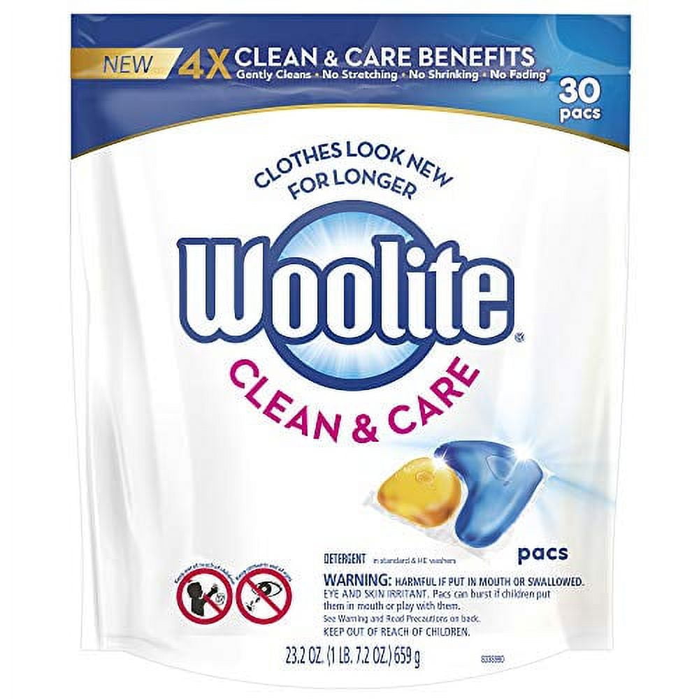 Woolite Clean & Care Pacs, Laundry Detergent Pacs, 30 Count, for