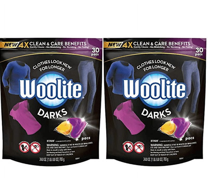 Woolite Darks, 30ct Laundry Detergent Pacs, for Standard & HE Washers (Pack  of 2)