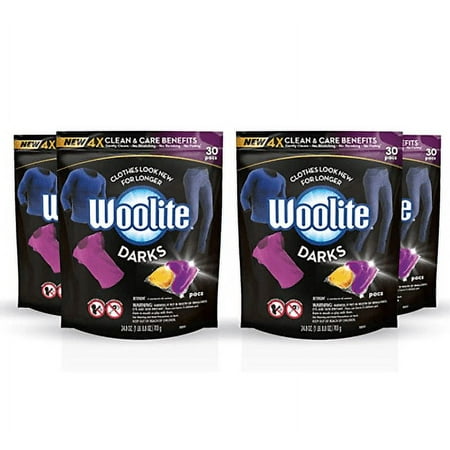 Woolite Darks, 30ct Laundry Detergent Pacs, for Standard & HE Washers (Pack of 4)