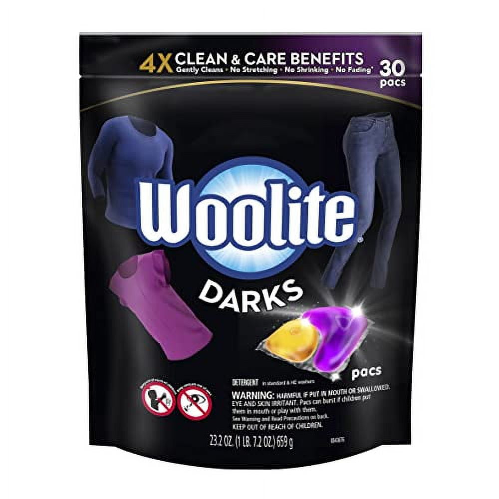 Woolite Darks Pacs, Laundry Detergent Pacs, 30 Count, for Standard and